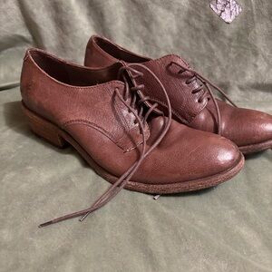 Frye Womens Anna Oxford Flat Shoes Brown Leather Lace Up Size 7.5